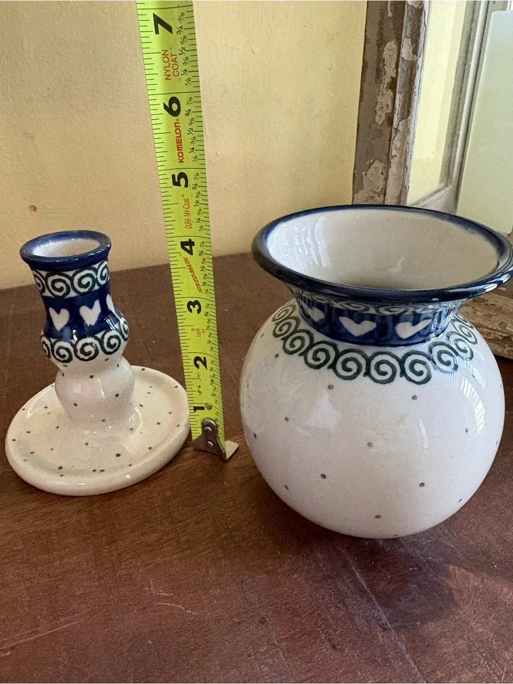 Boleslawiec Polish Pottery Small Bubble Vase and Candlestick Holder